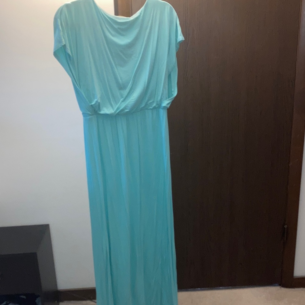 Charming Charlie Light Aqua Maxi Dress with Draped Cowl